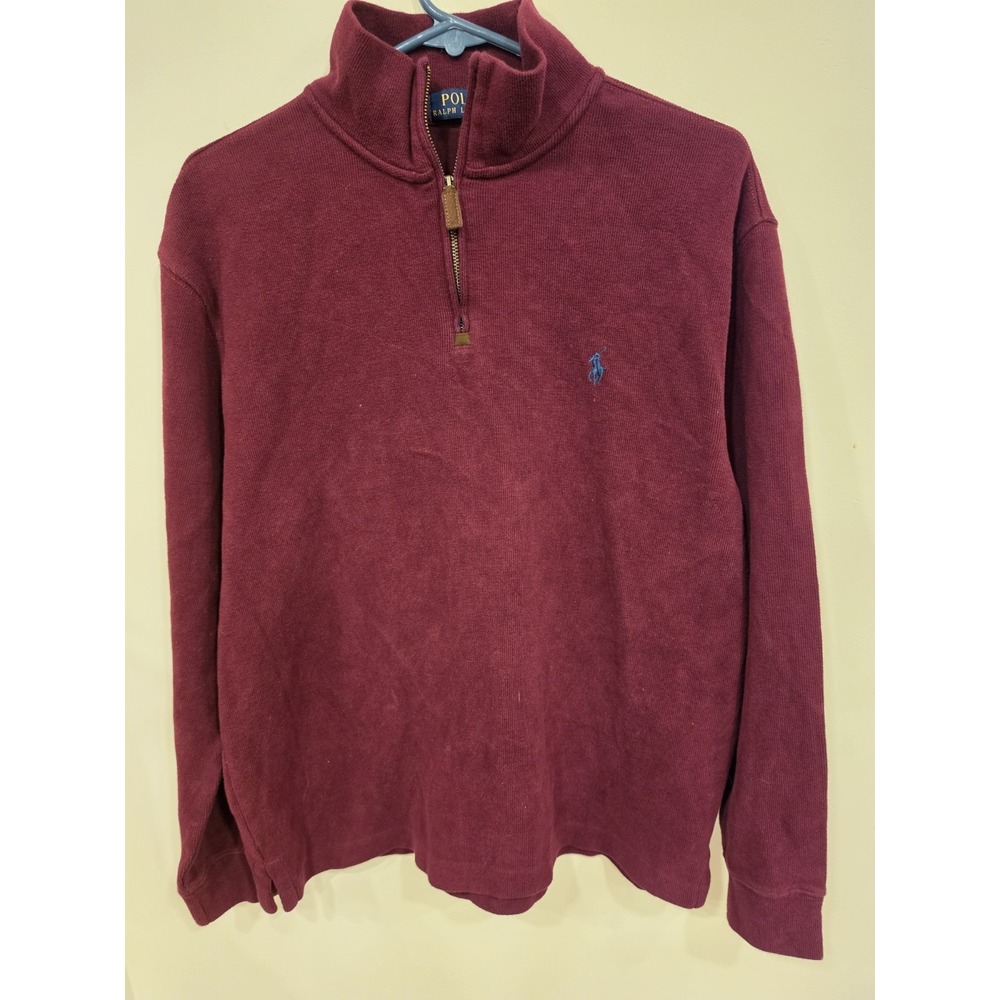 Polo Ralph Lauren Red Quarter Zip Pullover Men's Size Large Cotton Layering